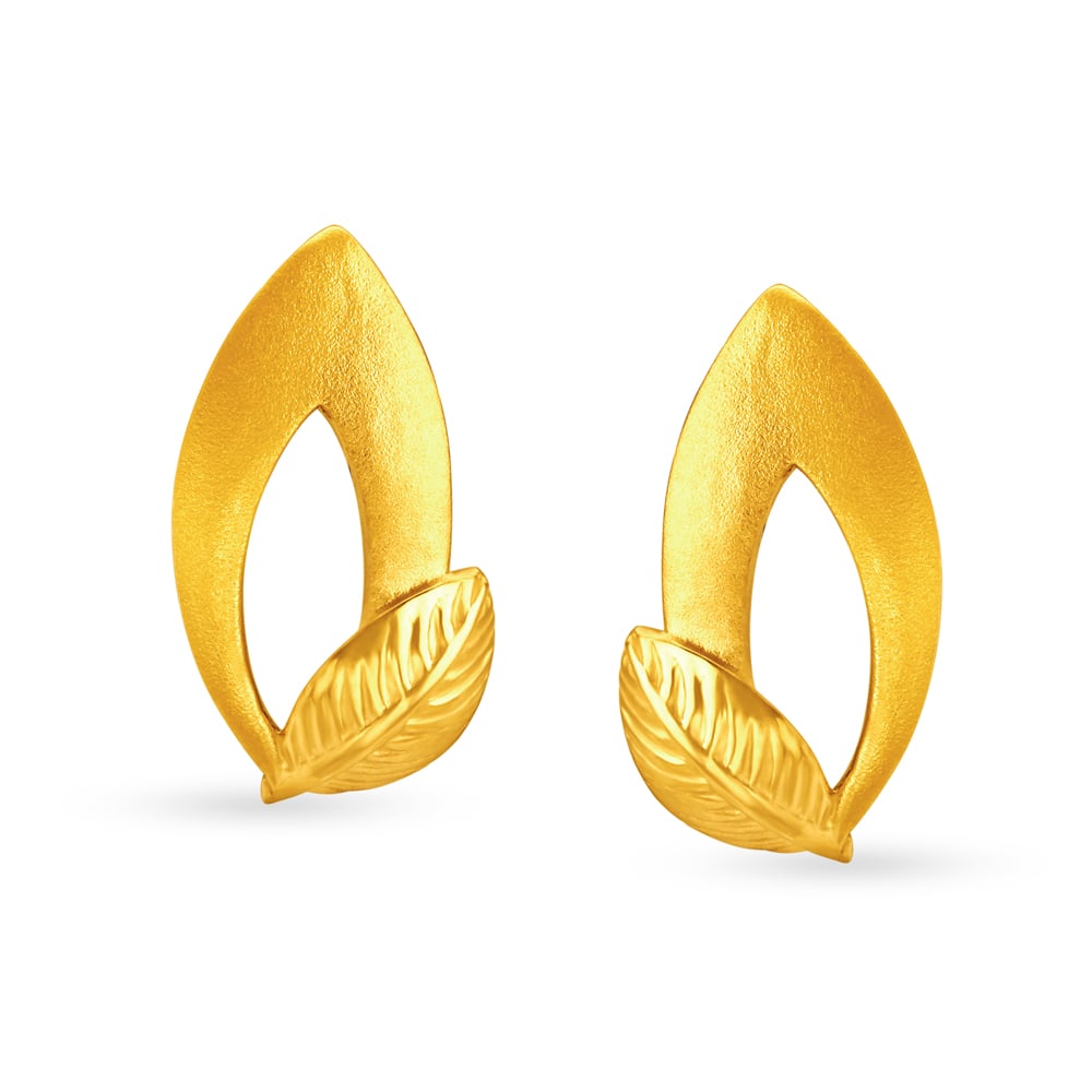 Lush Leafy Gold Stud Earrings