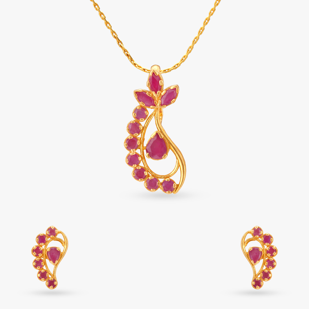 Love Flame Pendant and Earrings Set