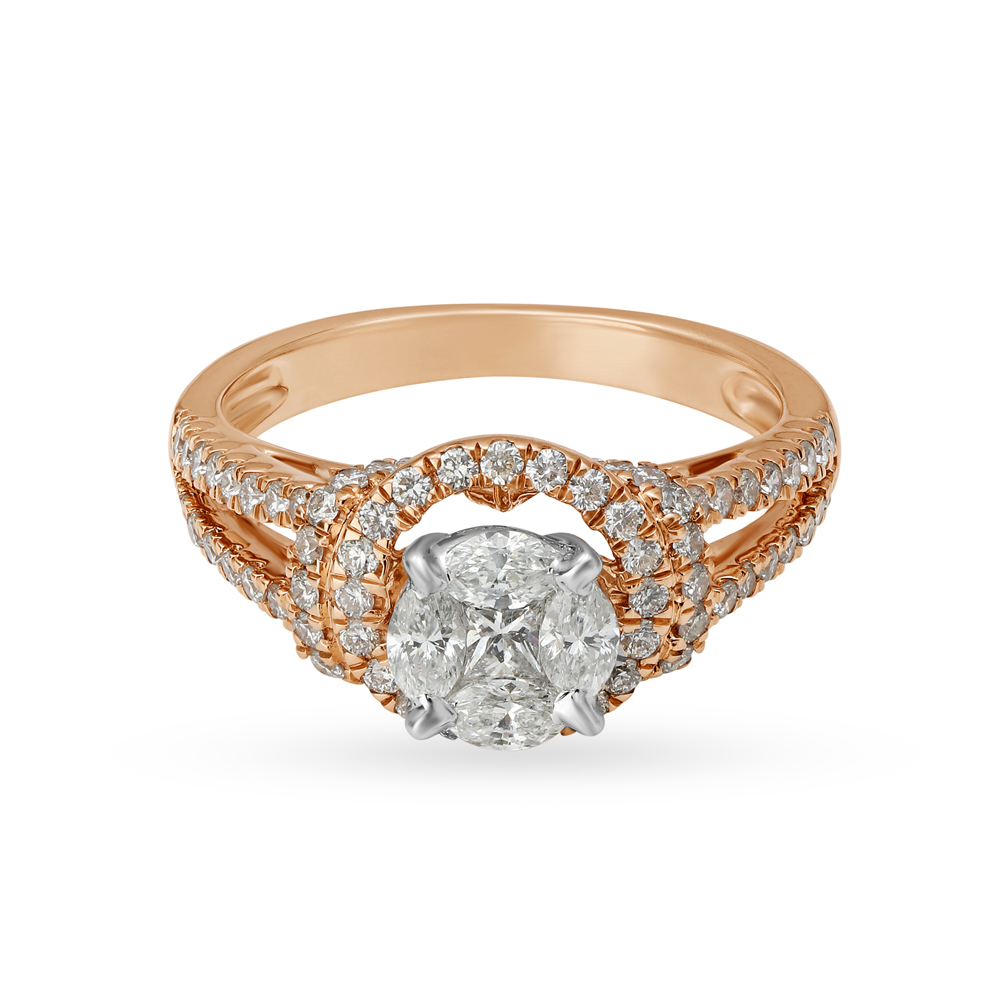 

Regal 18 Karat White And Rose Gold And Diamond Finger Ring