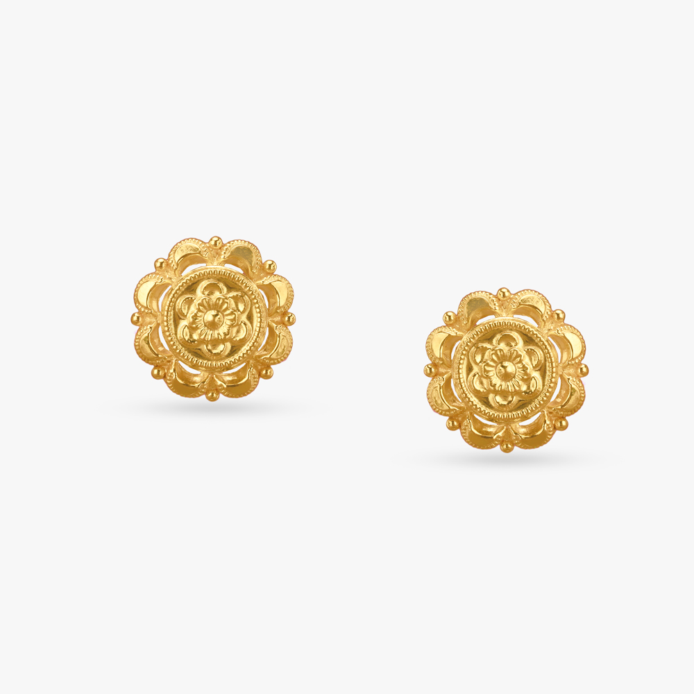 Floral Echo Gold Stud Earrings