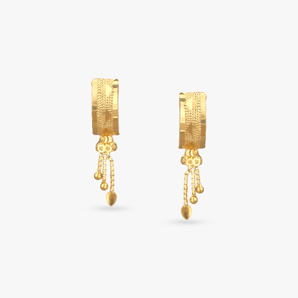 Structured Tassel Gold Drop Earrings