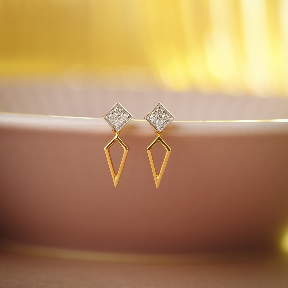Sleek Geometry Diamond Drop Earrings