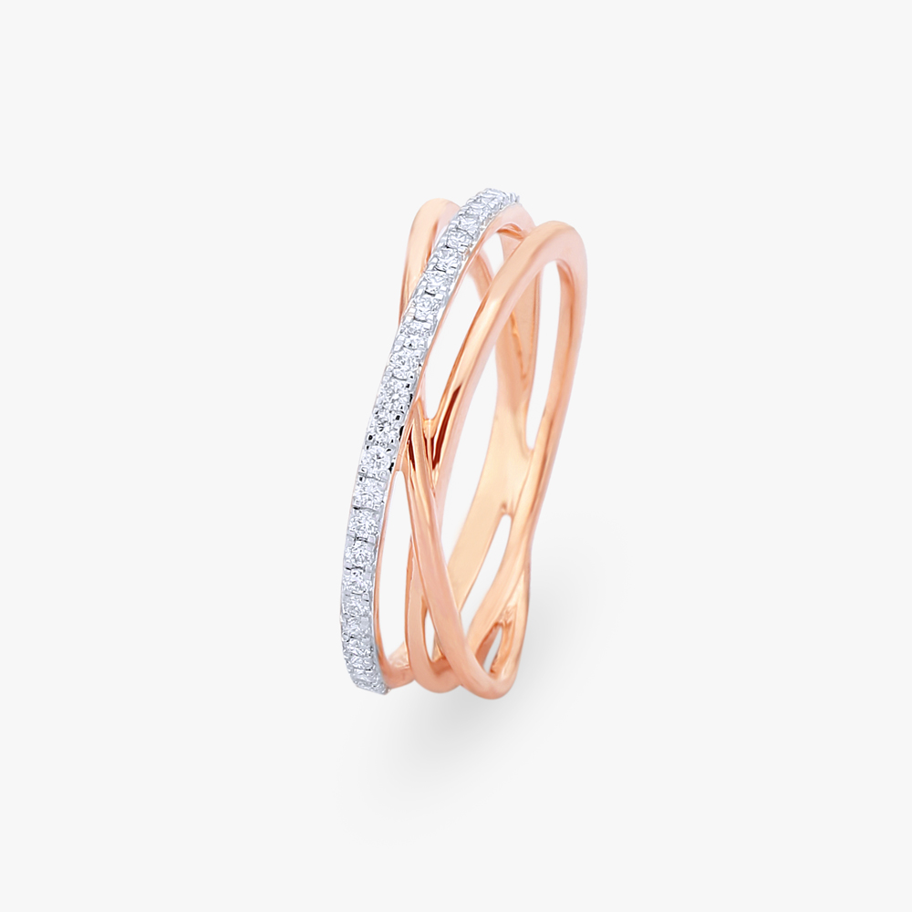 Crossover Diamond Finger Ring