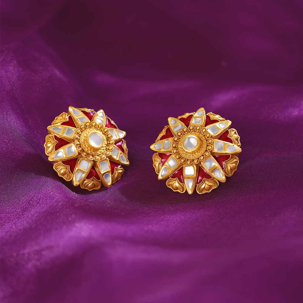 Noble Allure Gold Stud Earrings