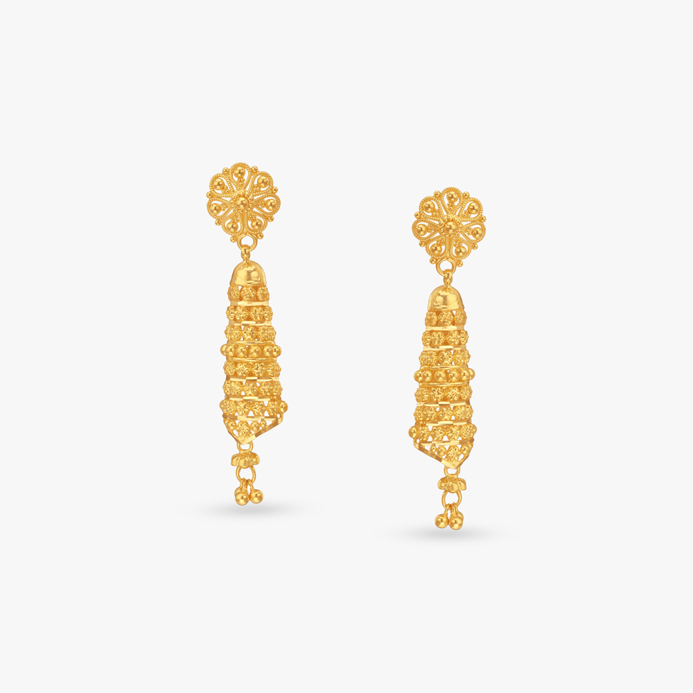 Majestic Spiral Gold Jhumka Earrings