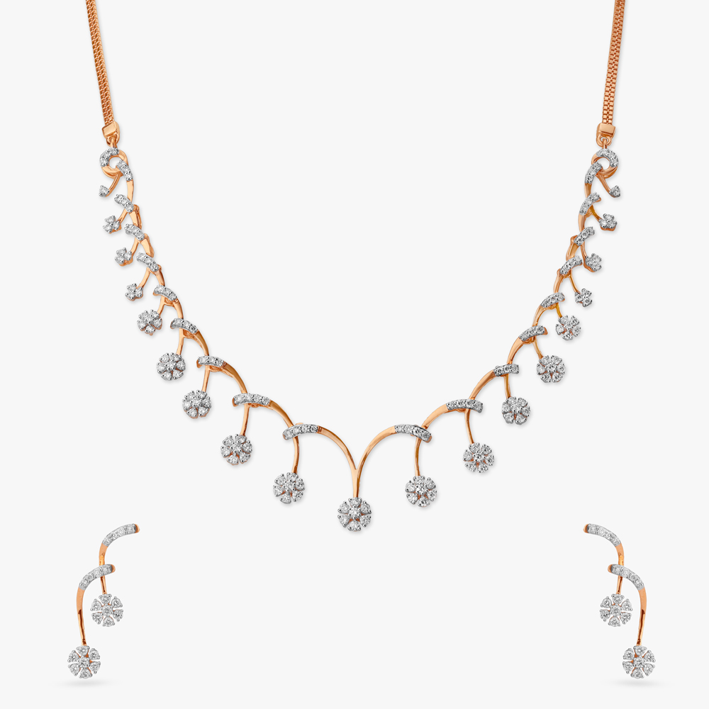 Floral Fall Diamond Necklace Set