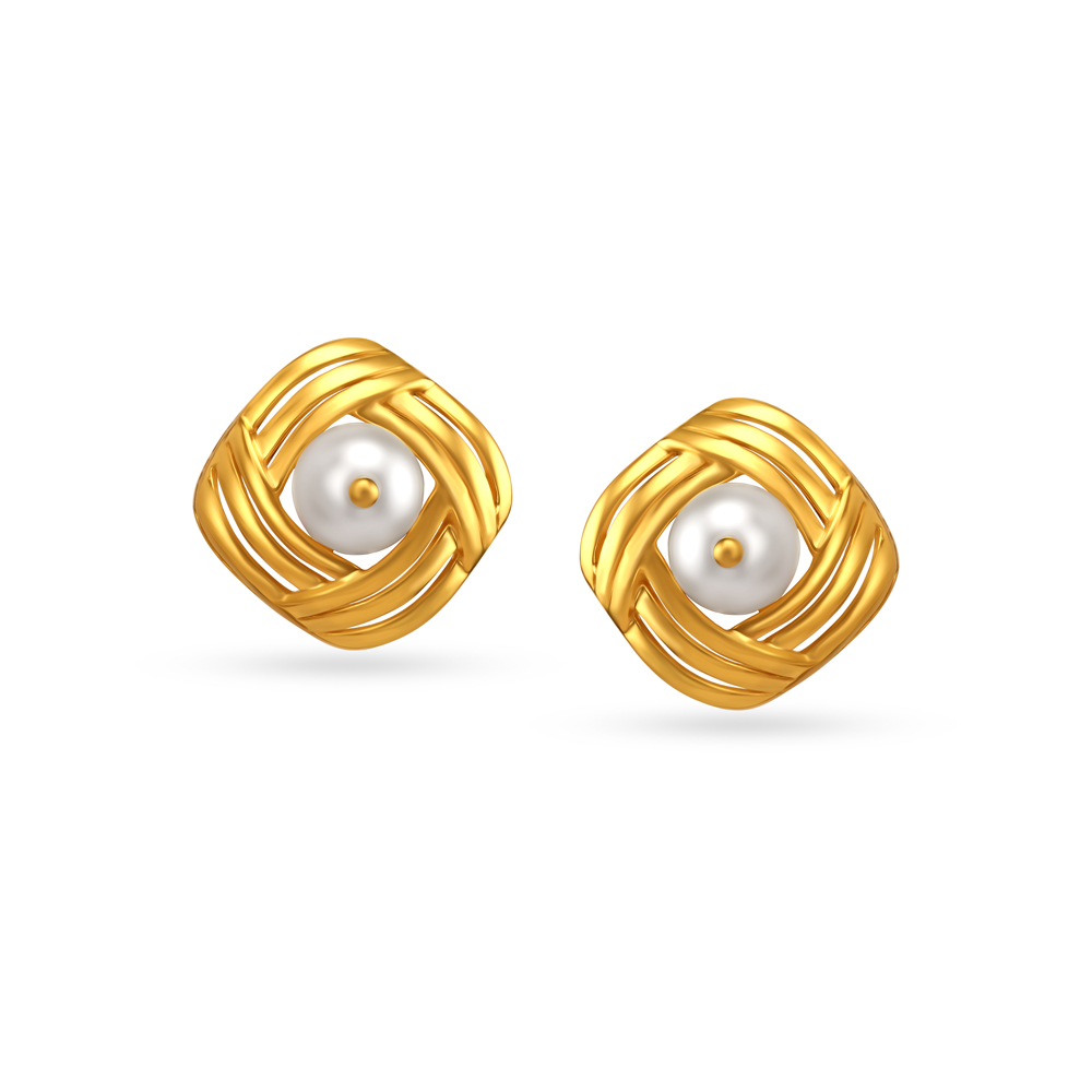 Rhombic Gold Stud Earrings