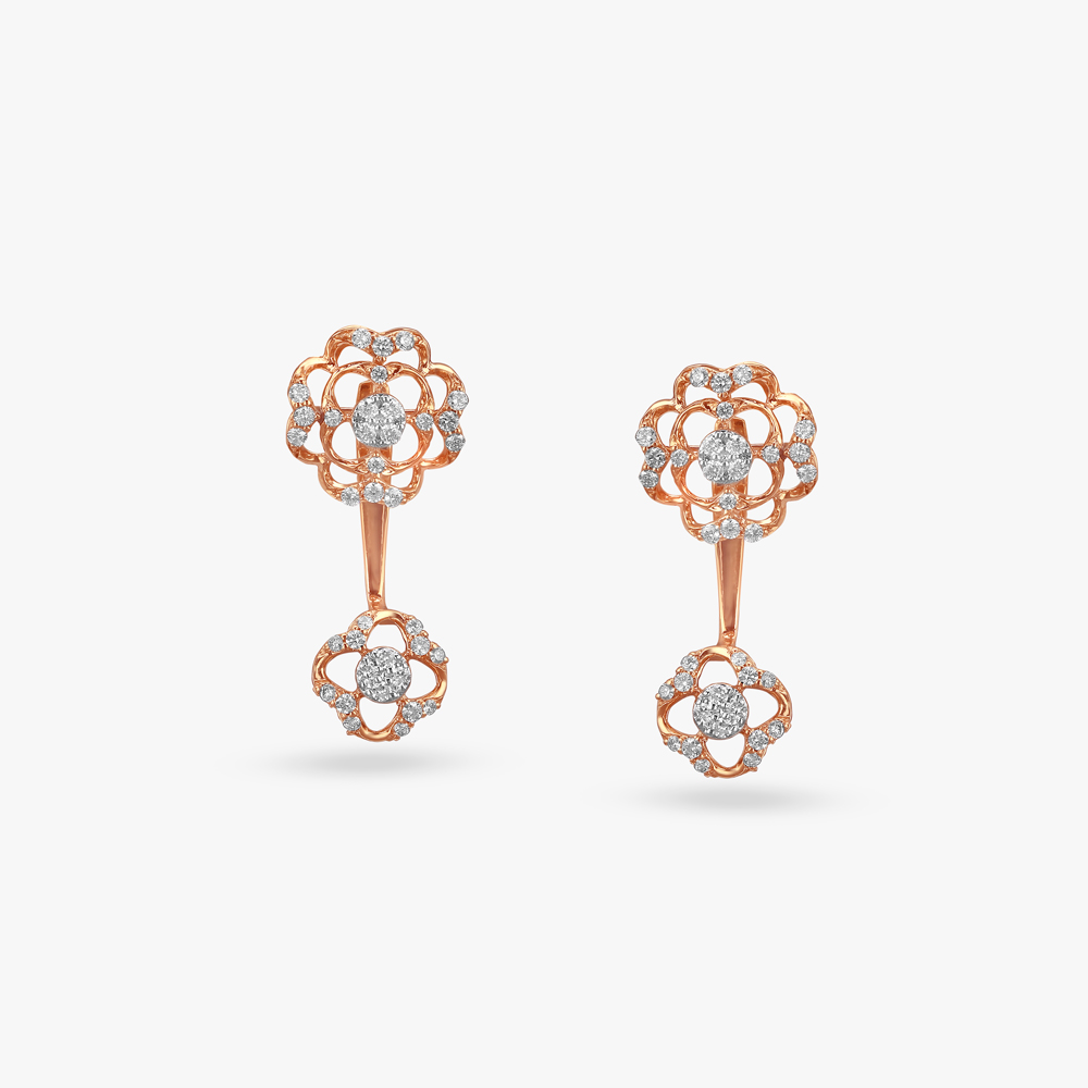 Floral Grace Diamond Drop Earrings