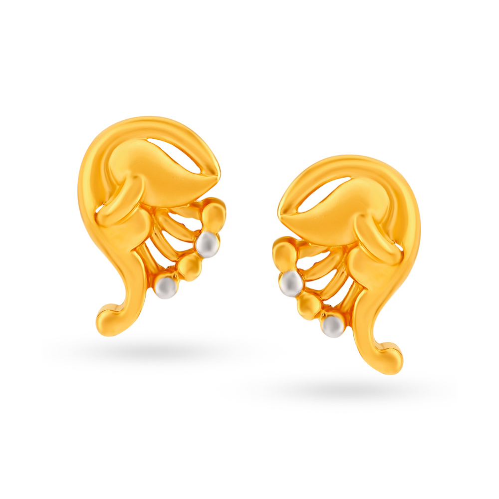 Fancy Contemporary Gold Floral Studs