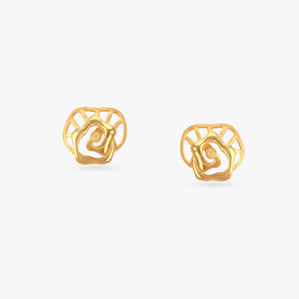 Sculpted Bloom Gold Stud Earrings