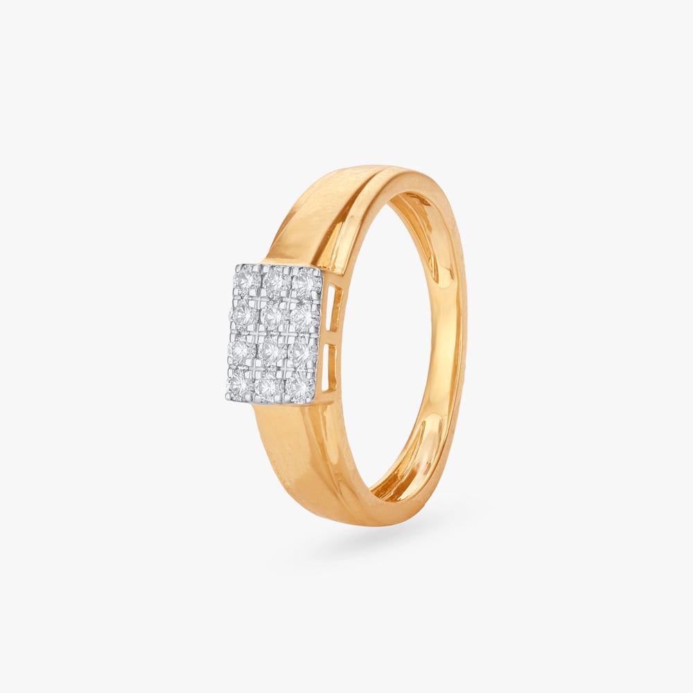 Bold Linear Diamond Finger Ring for Men