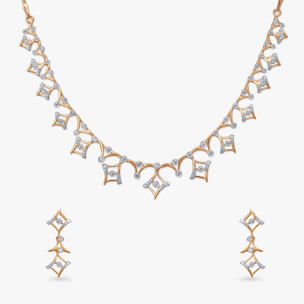 Shimmering Archway Diamond Necklace Set