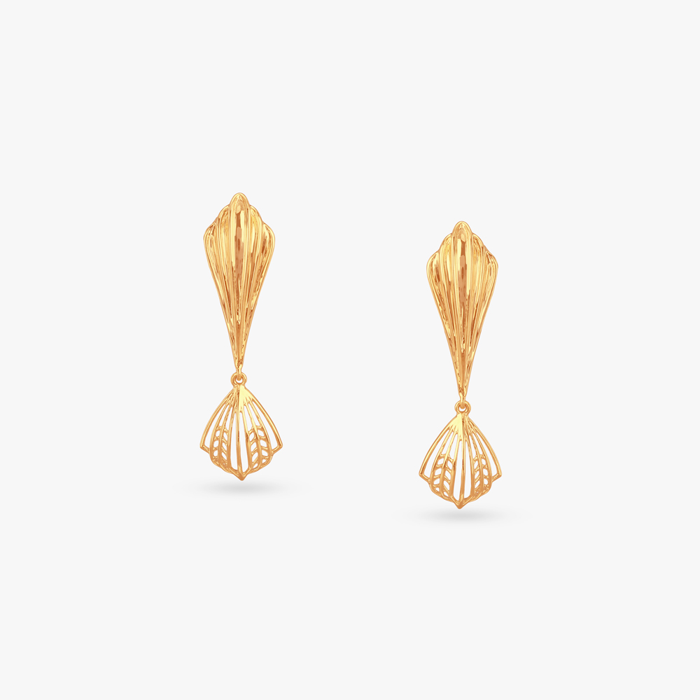 Shell Flare Gold Drop Earrings