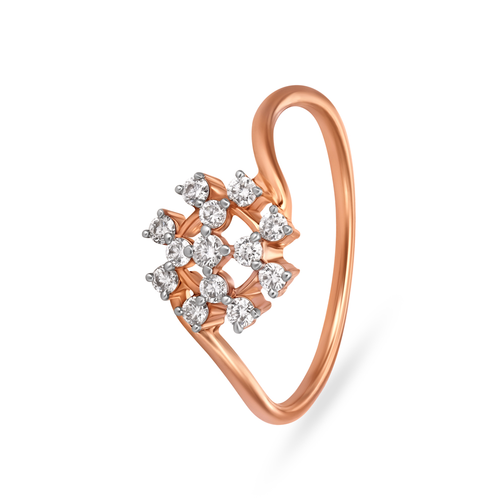 Enchanting Floral Multi Stone Diamond Ring in White and Rose Gold