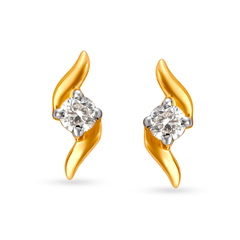 Elegant Single Stone Diamond Stud Earrings