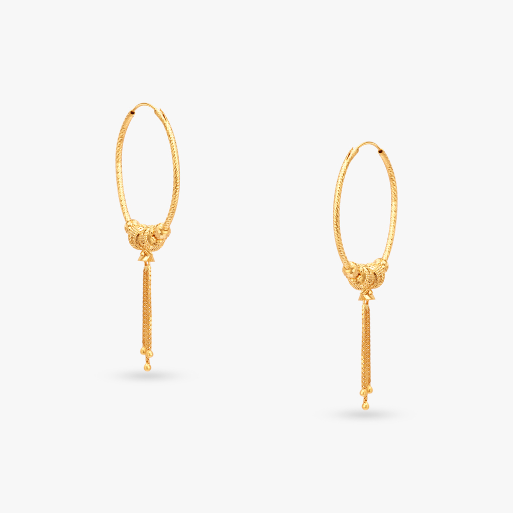 Tassel Gold Hoop Earrings