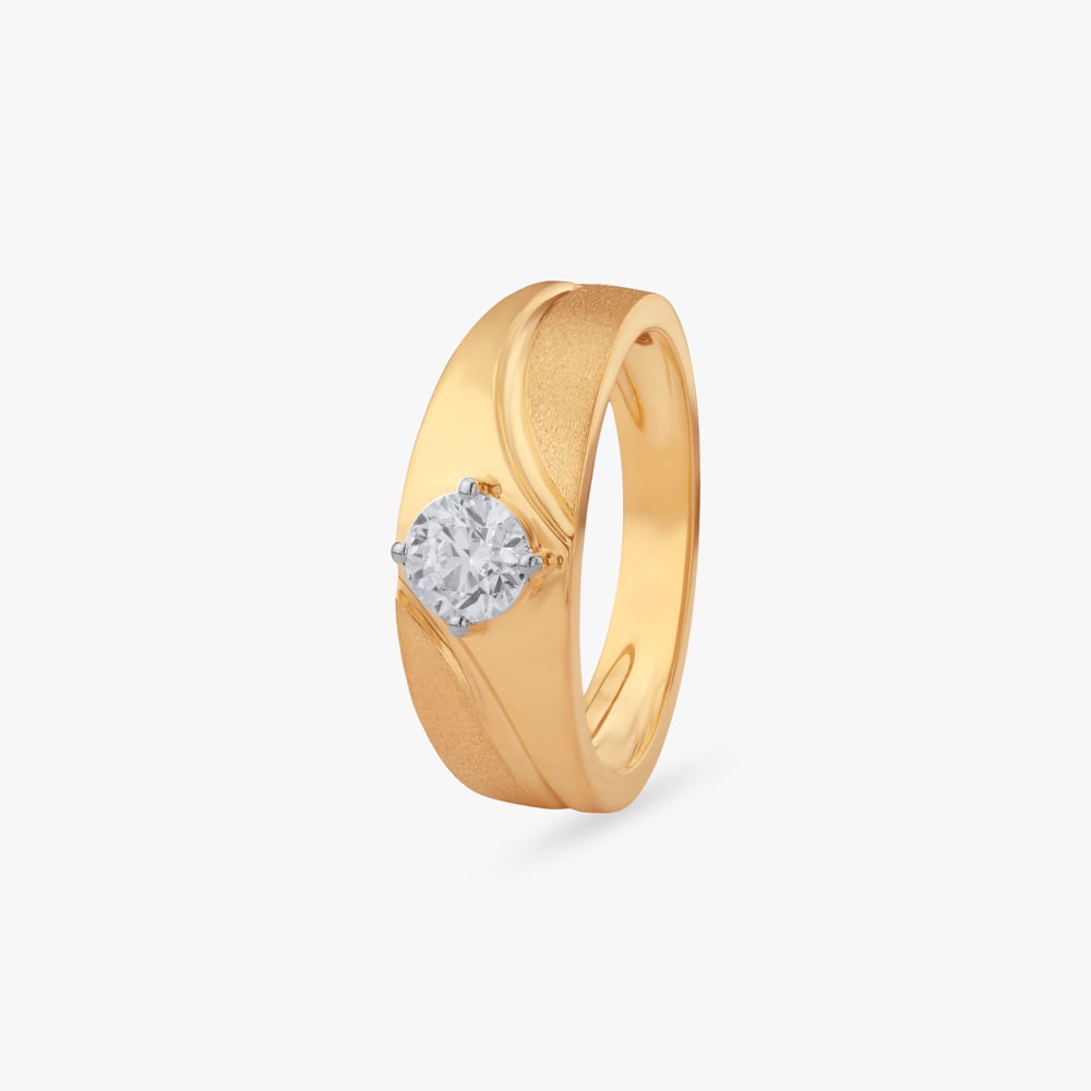 Wave Crest Solitaire Ring for Men