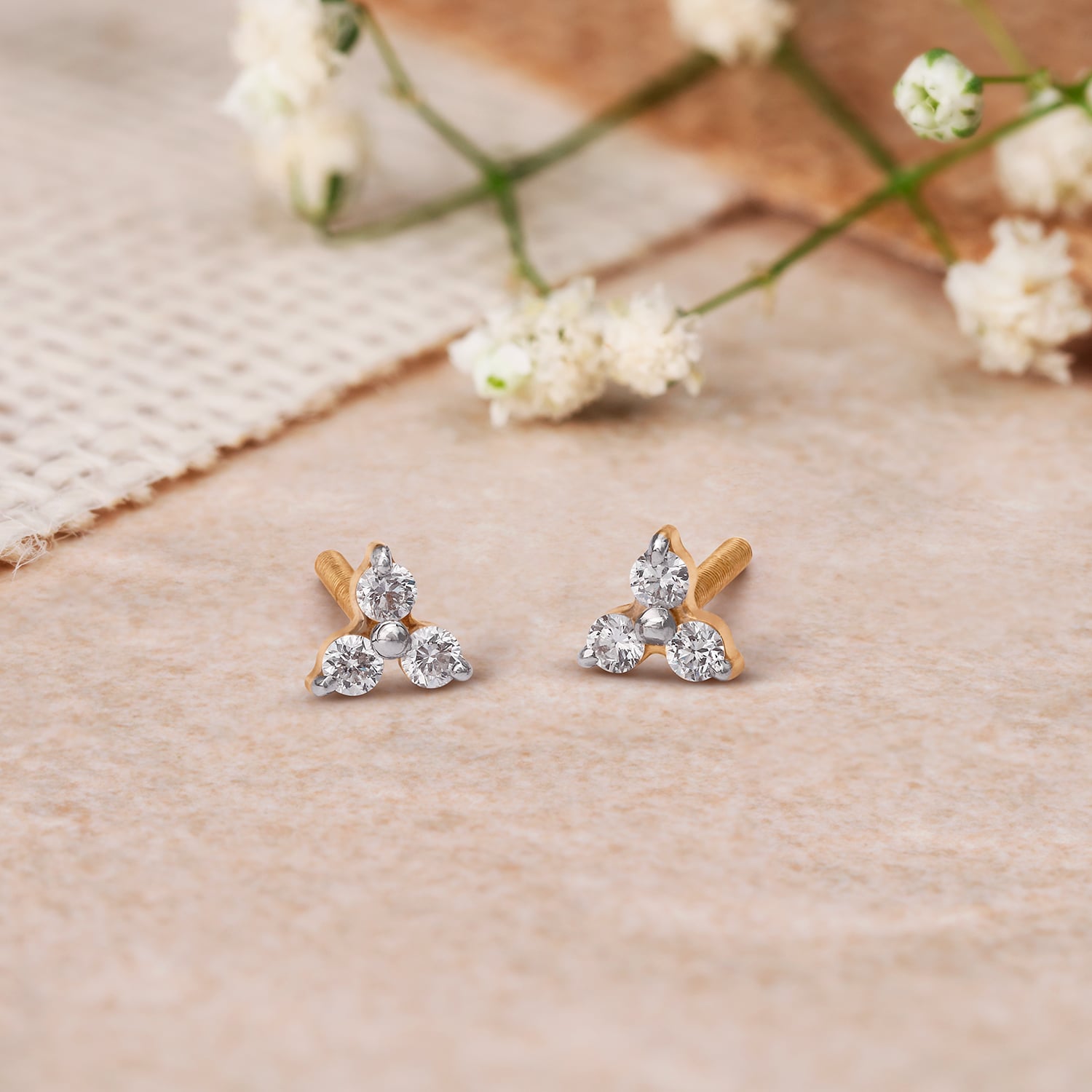 Contemporary Multi Diamond Stud Earrings