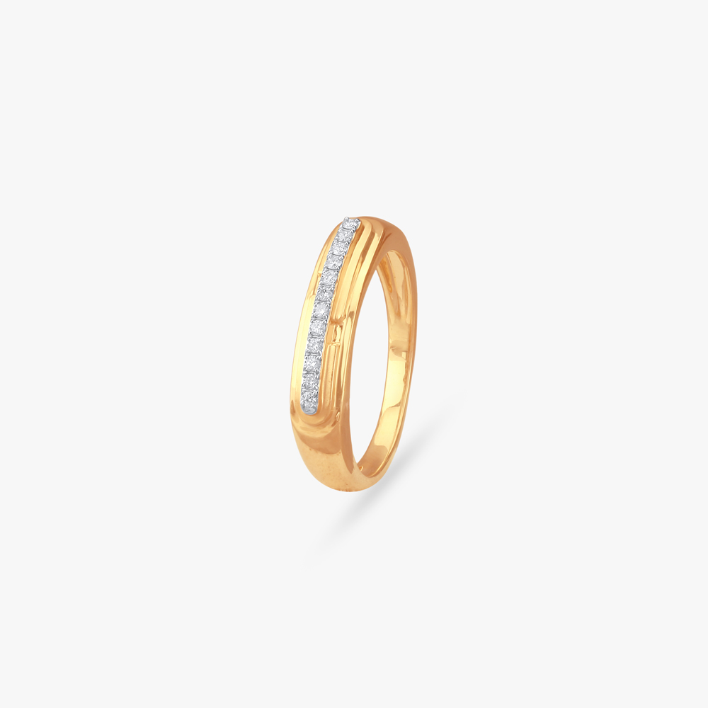 Sleek Groove Diamond Ring