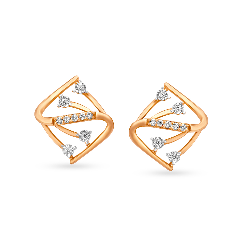 Dazzle Curl Diamond Stud Earrings