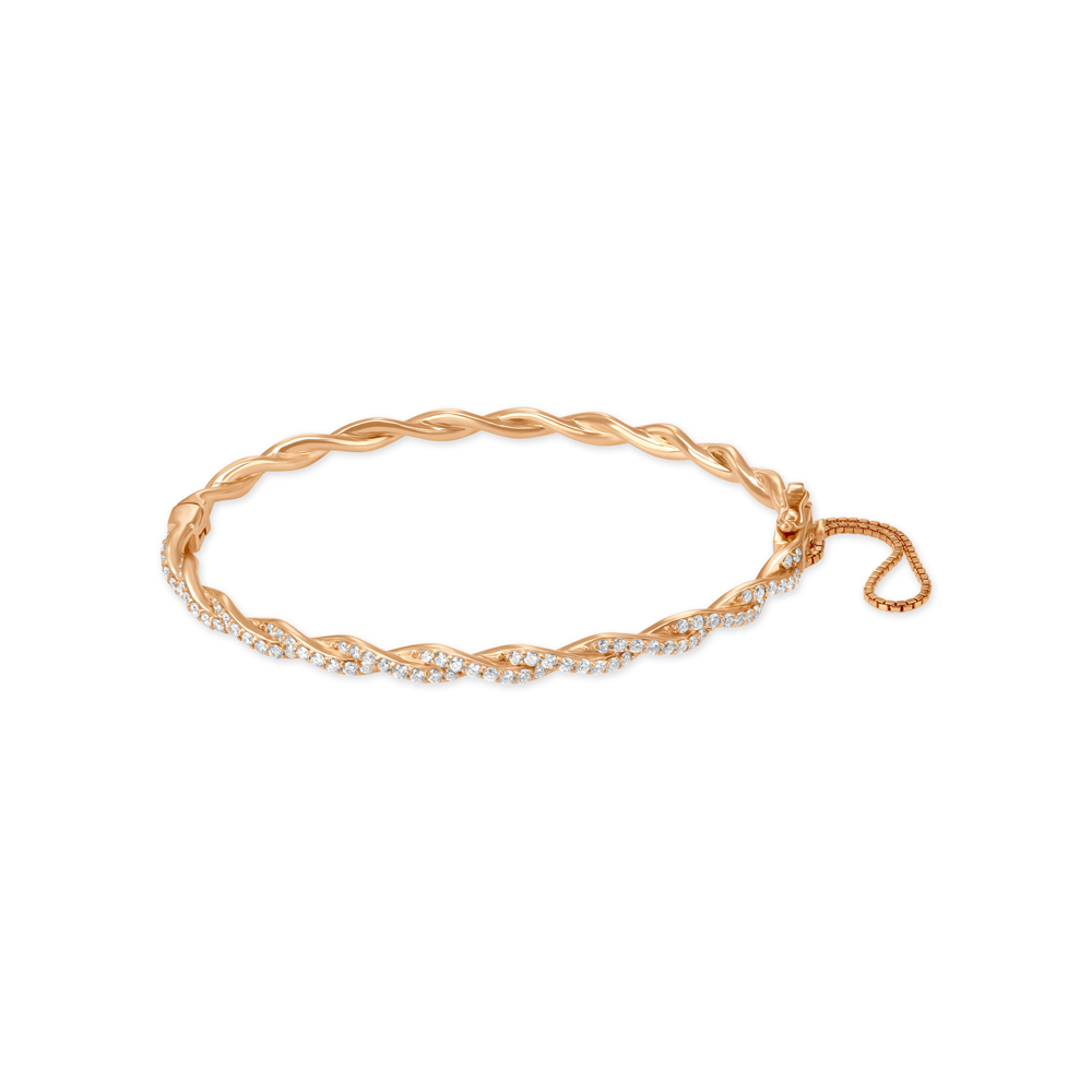 Simple Sleek Diamond Bangle in Rose Gold