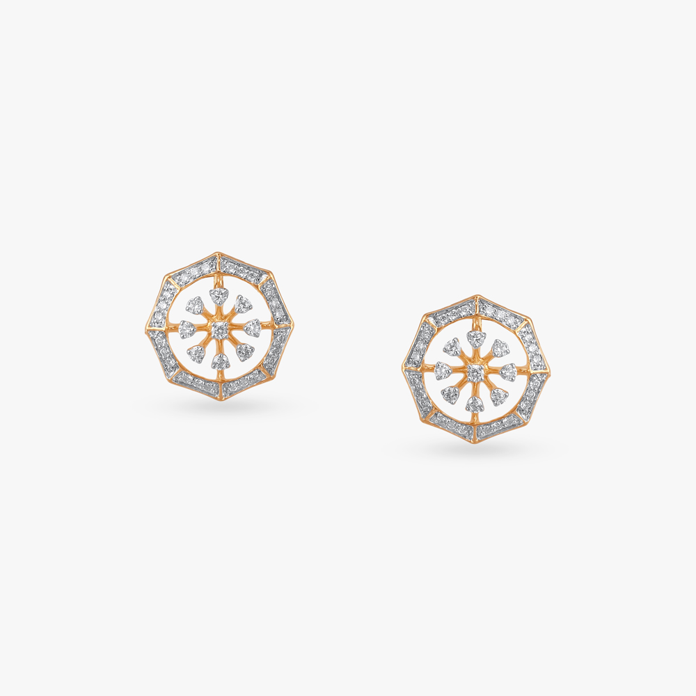 Octagon Bloom Diamond Stud Earrings