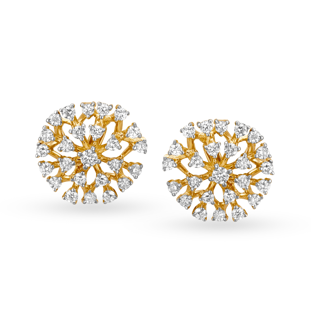 

Captivating 18 Karat Yellow Gold And Diamond Circular Studs