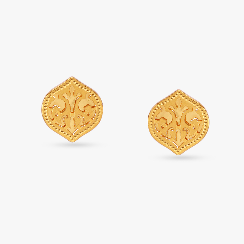 Floral Gold Stud Earrings