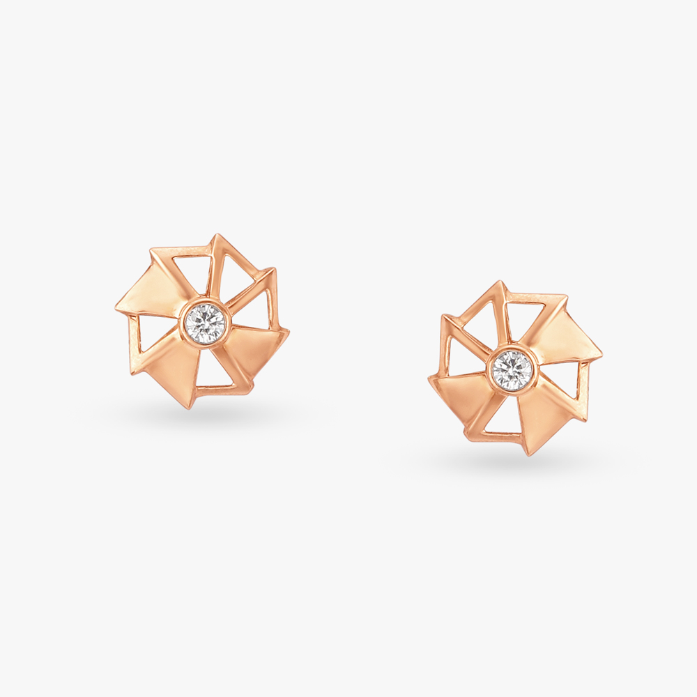 

Geometric Flower Diamond Stud Earrings