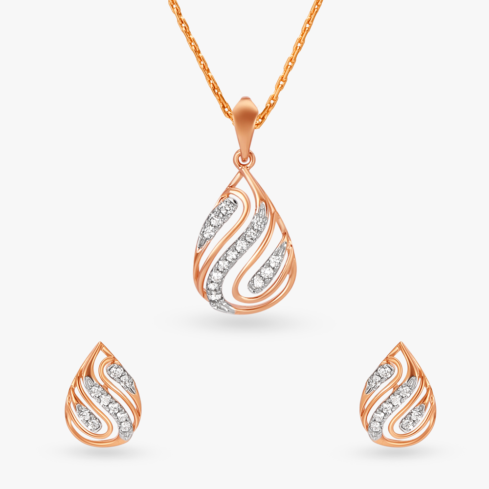

Whirlwind Diamond Pendant and Earrings Set