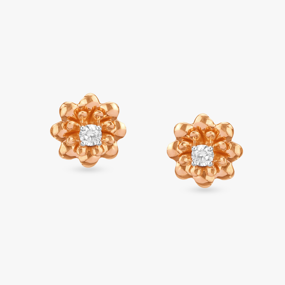 Floral Sparkle Diamond Stud Earrings for Kids