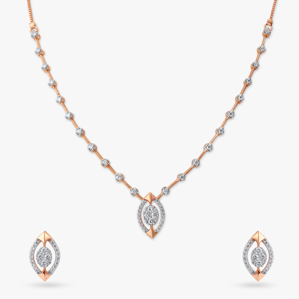 Glimmer Bloom Diamond Necklace Set