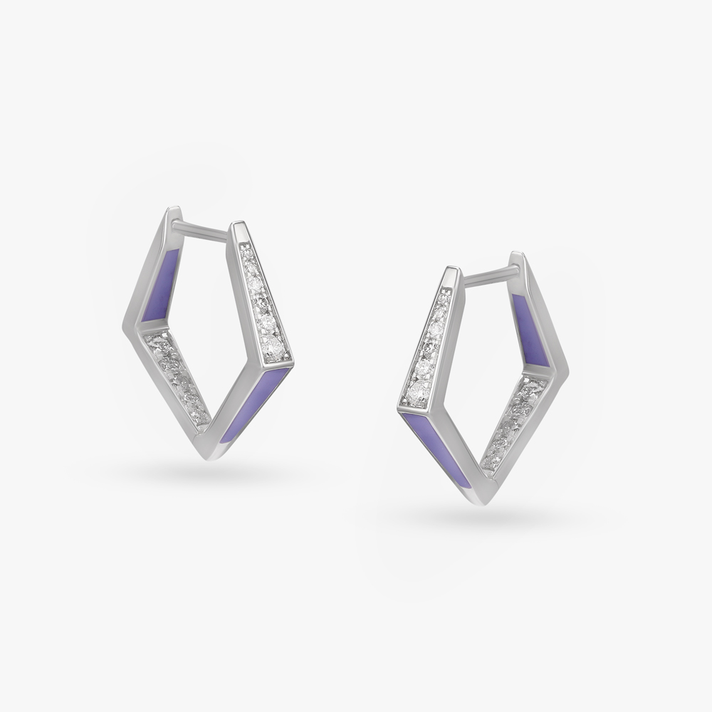 Chic Angled Diamond Hoop Earrings
