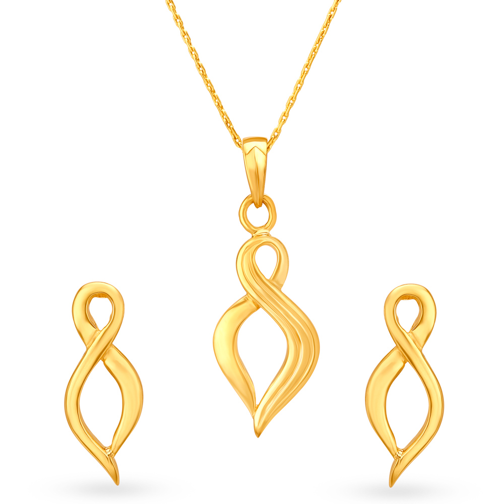 Artistic Infinity Gold Pendant and Earrings Set