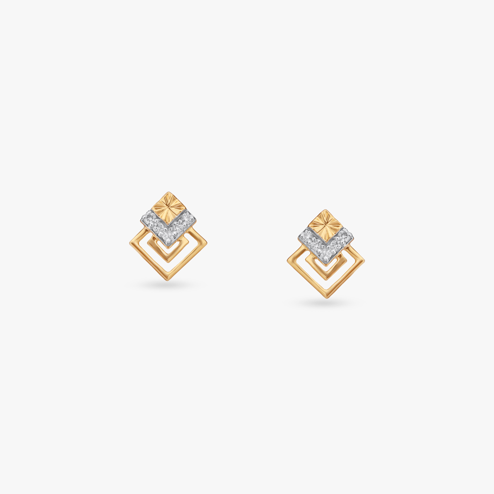 Bold Block Diamond Stud Earrings
