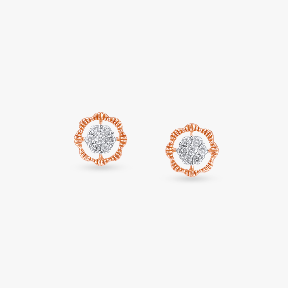Aura Circle Diamond Stud Earrings