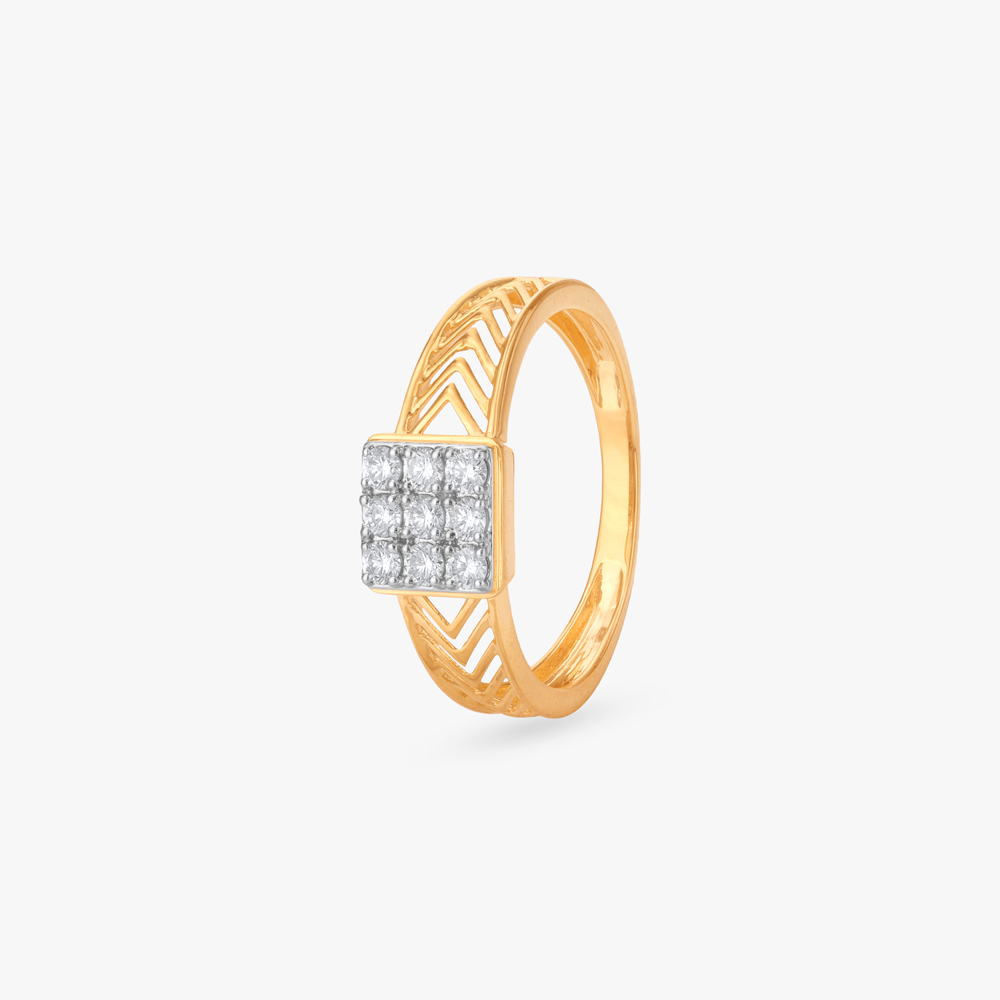 Sleek Lattice Diamond Finger Ring for Men