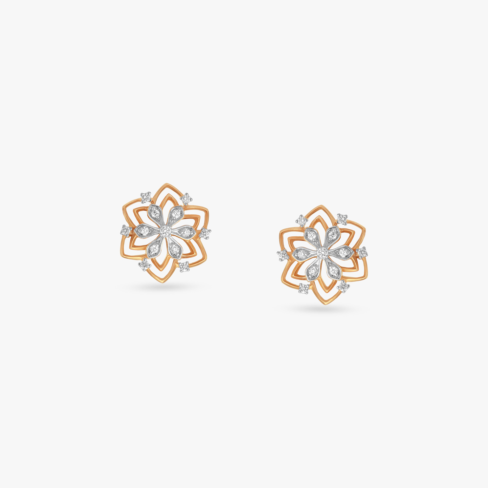 Regal Rosette Diamond Stud Earrings
