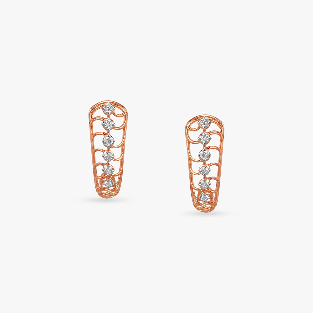 Linear Bloom Diamond Stud Earrings