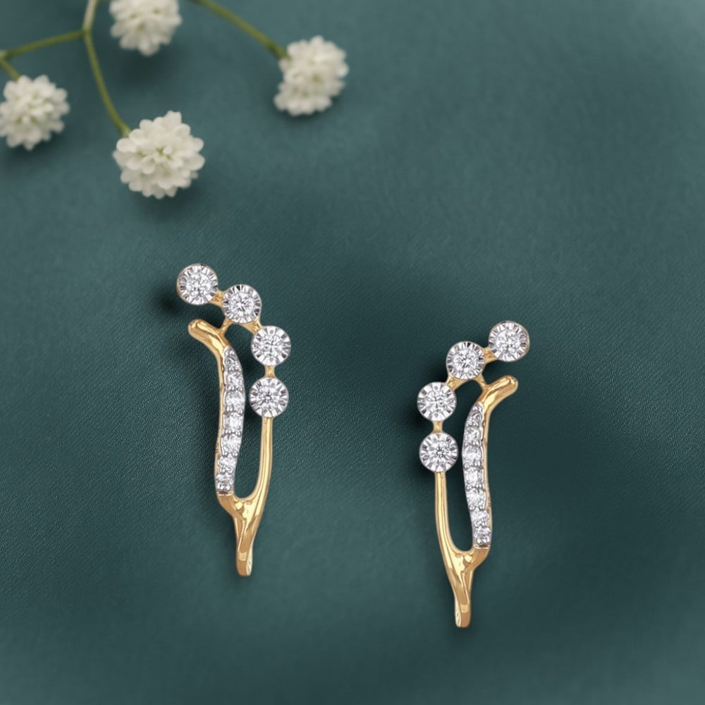 Floral Vine Diamond Hoop Earrings