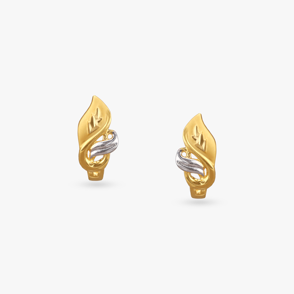 Leaf Twist Gold Stud Earrings
