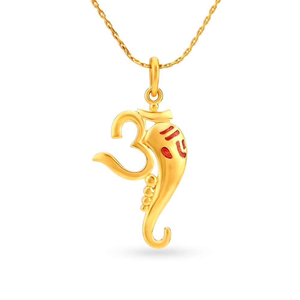 Religious Minimalist OM Ganesha Gold Pendant