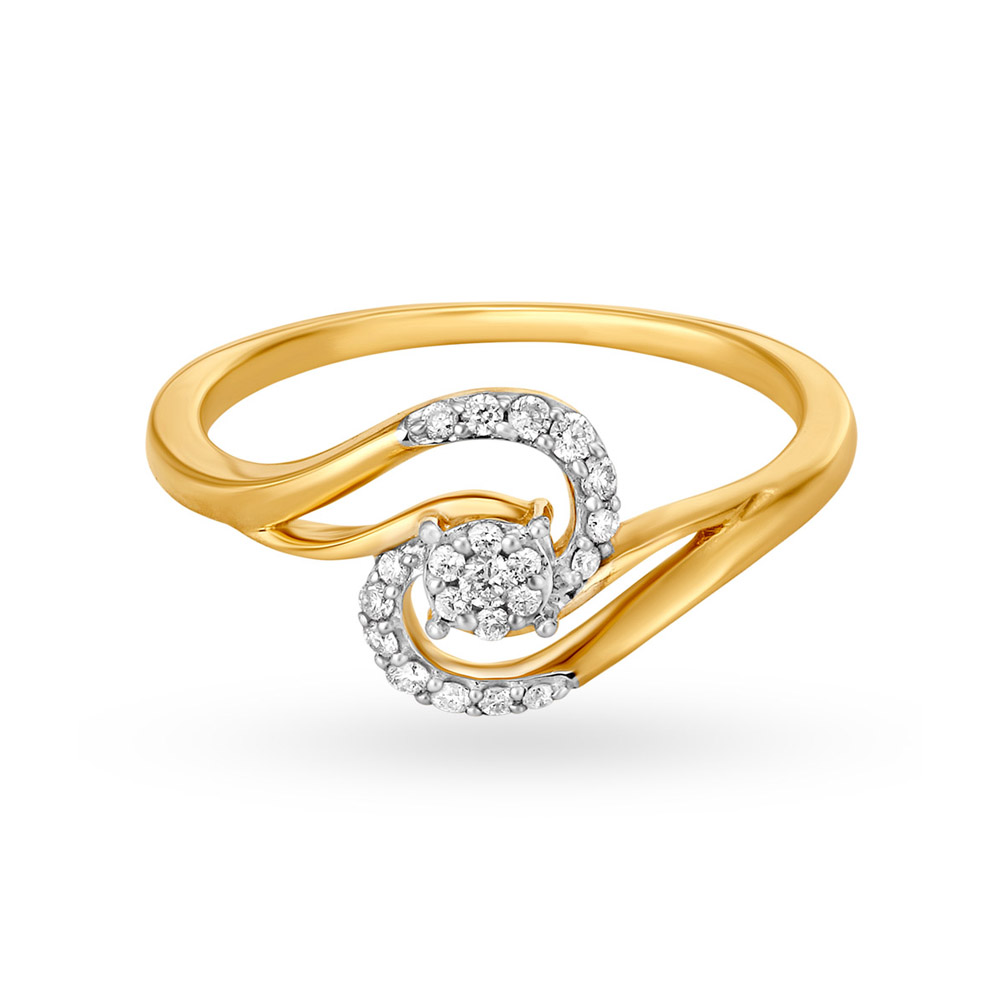 Vivacious 18 Karat Yellow Gold And Diamond Swirl Ring