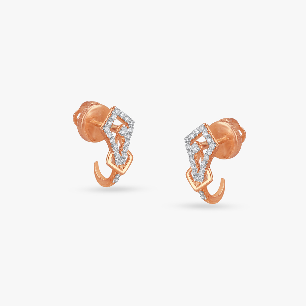 Angular Frame Diamond Hoop Earrings