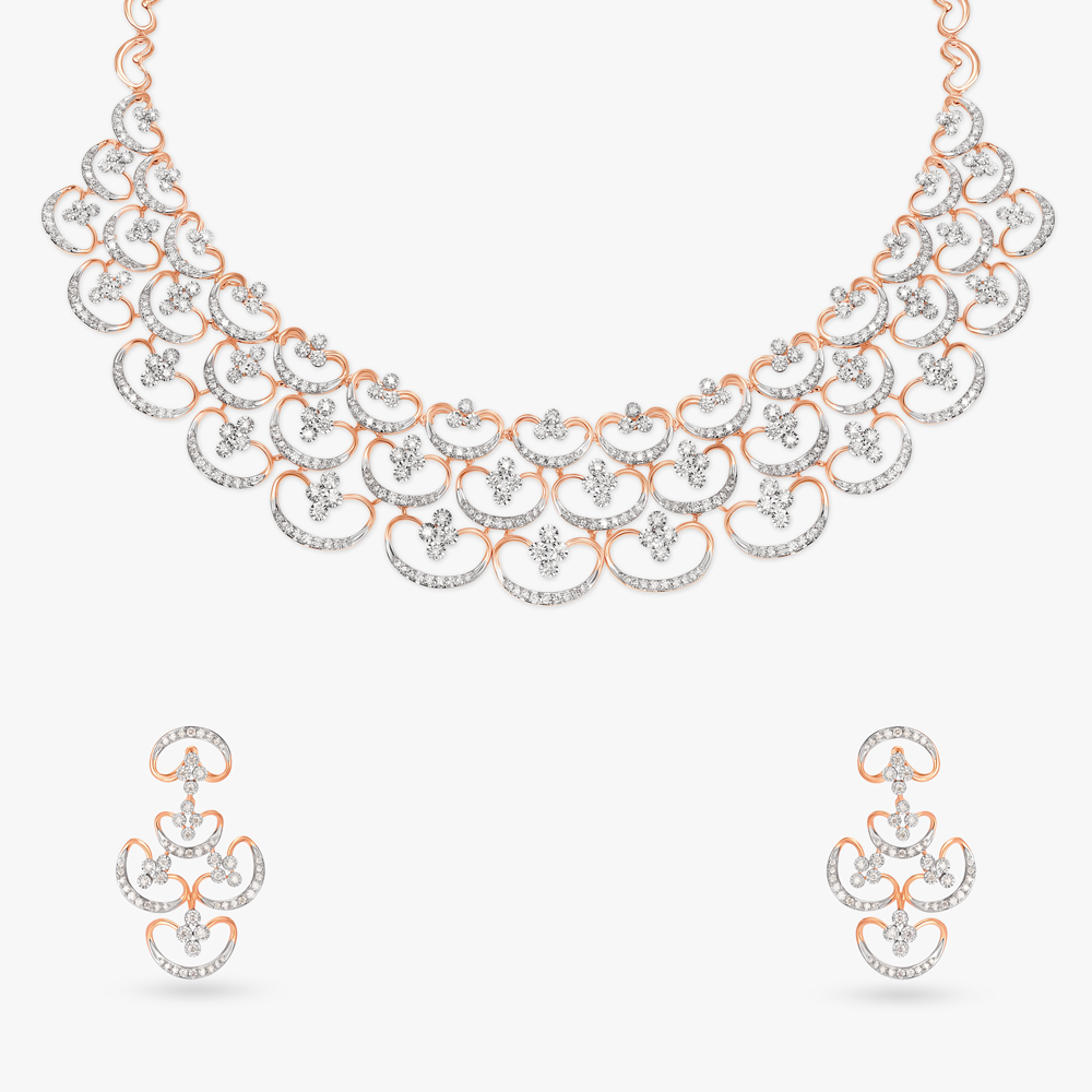 

Shimmering Embrace Natural diamond Necklace Set