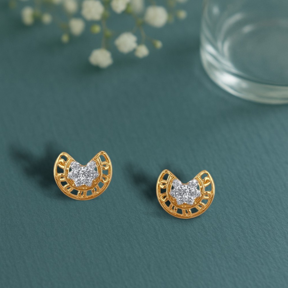 Celestial Curve Diamond Stud Earrings