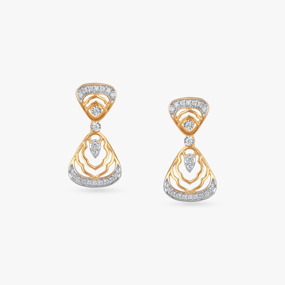 Retro Shine Diamond Drop Earrings