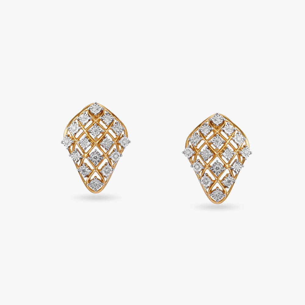 Elegant Mesh Diamond Stud Earrings