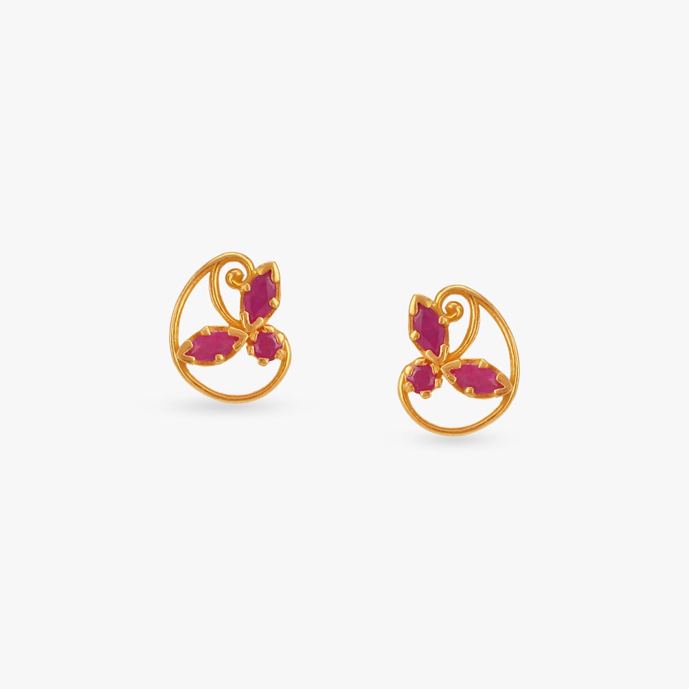 Playful Bloom Ruby Stud Earrings