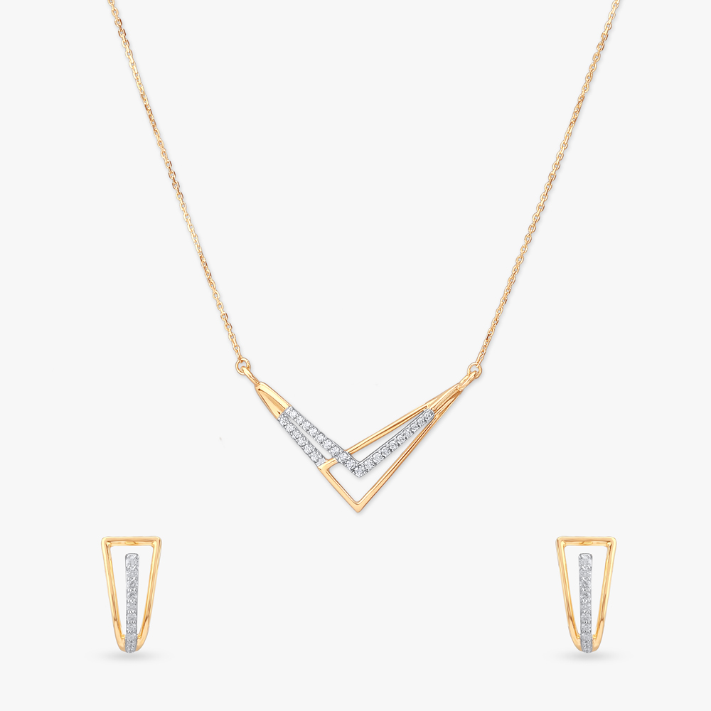 Vivid Vertex Diamond Necklace Set